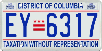 DC license plate EY6317