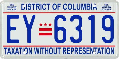 DC license plate EY6319