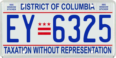 DC license plate EY6325