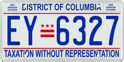 DC license plate EY6327