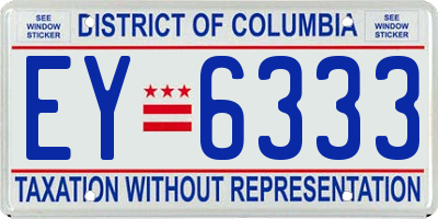 DC license plate EY6333