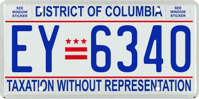 DC license plate EY6340