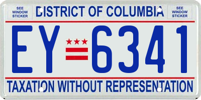 DC license plate EY6341