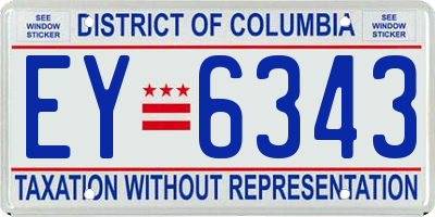 DC license plate EY6343