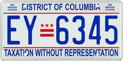 DC license plate EY6345