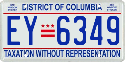 DC license plate EY6349