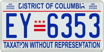 DC license plate EY6353