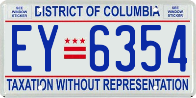 DC license plate EY6354