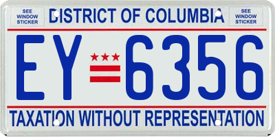 DC license plate EY6356