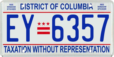 DC license plate EY6357