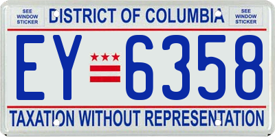 DC license plate EY6358