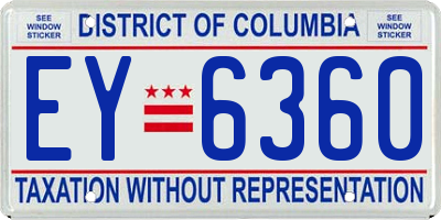 DC license plate EY6360