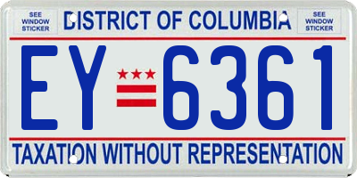 DC license plate EY6361