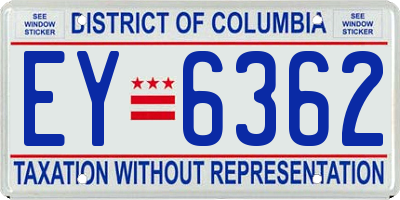 DC license plate EY6362