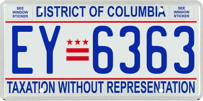 DC license plate EY6363