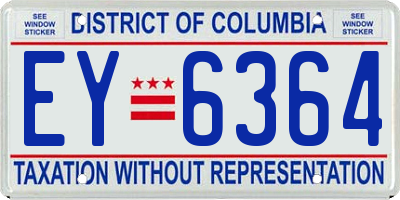 DC license plate EY6364