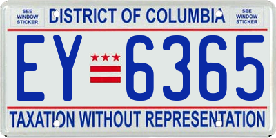 DC license plate EY6365