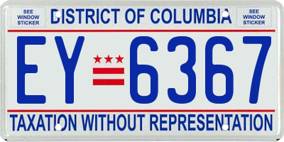 DC license plate EY6367