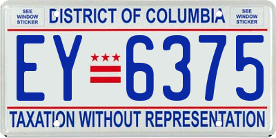 DC license plate EY6375