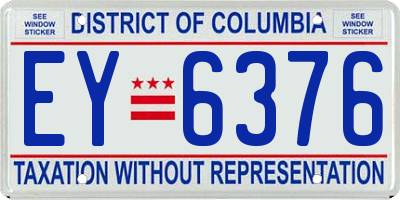 DC license plate EY6376