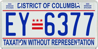 DC license plate EY6377