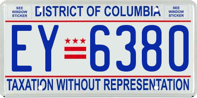 DC license plate EY6380