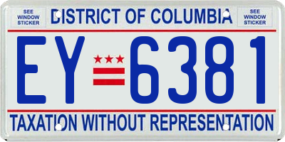 DC license plate EY6381