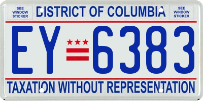 DC license plate EY6383