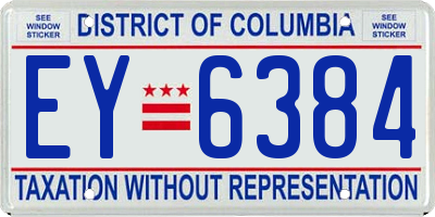 DC license plate EY6384