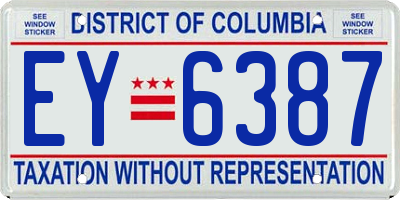 DC license plate EY6387