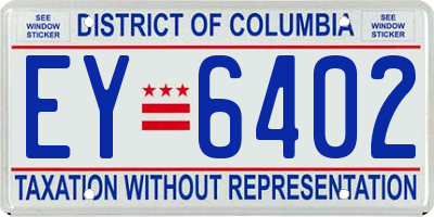 DC license plate EY6402