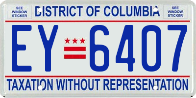 DC license plate EY6407