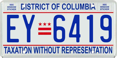 DC license plate EY6419