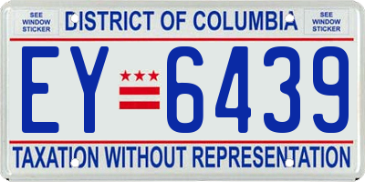 DC license plate EY6439