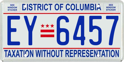 DC license plate EY6457