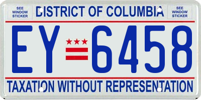 DC license plate EY6458