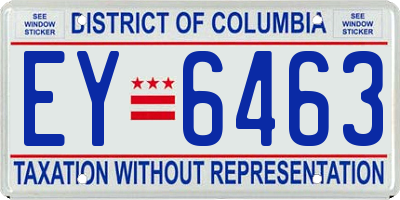 DC license plate EY6463