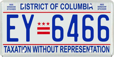 DC license plate EY6466