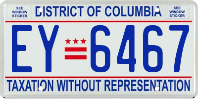 DC license plate EY6467