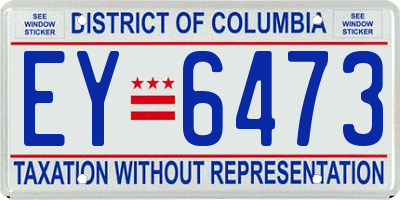 DC license plate EY6473