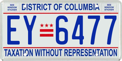 DC license plate EY6477