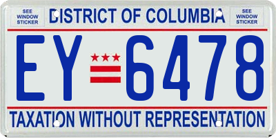 DC license plate EY6478