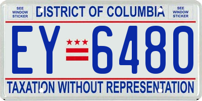 DC license plate EY6480