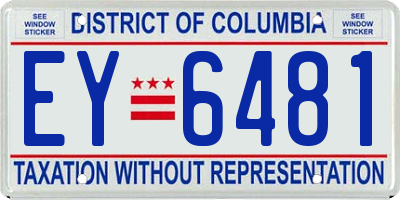 DC license plate EY6481