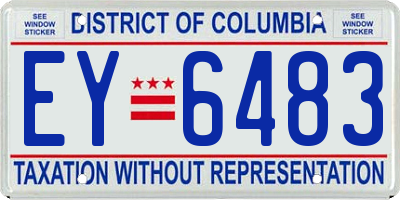 DC license plate EY6483