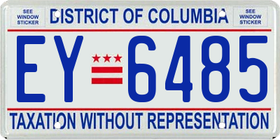 DC license plate EY6485