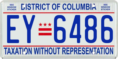 DC license plate EY6486