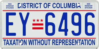 DC license plate EY6496