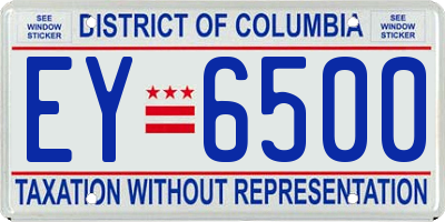 DC license plate EY6500