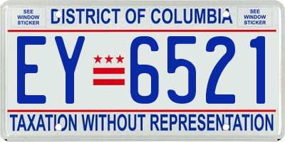 DC license plate EY6521